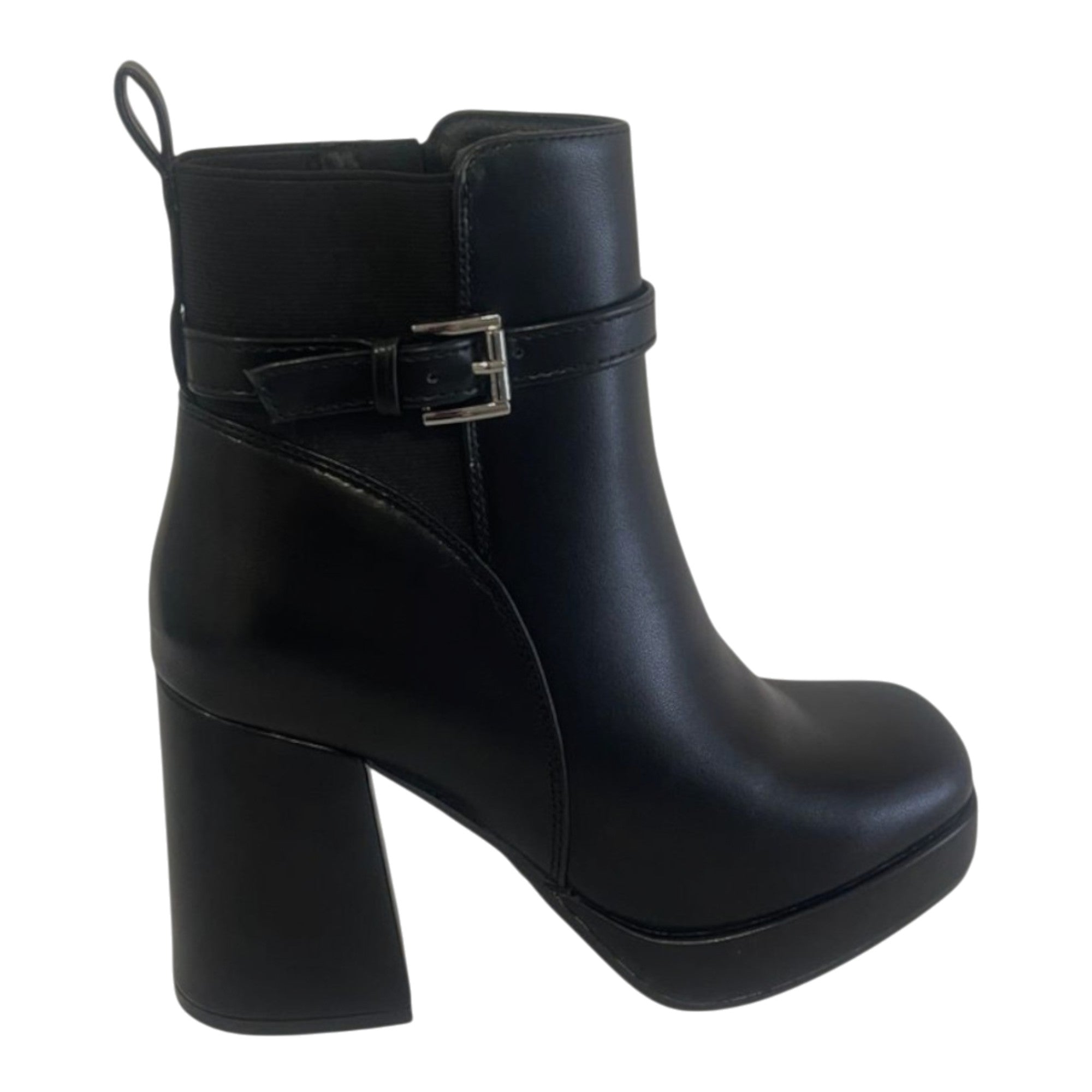 Bota de Tacón Alto para Mujer con Hebilla Decorativa - Dalia Negro